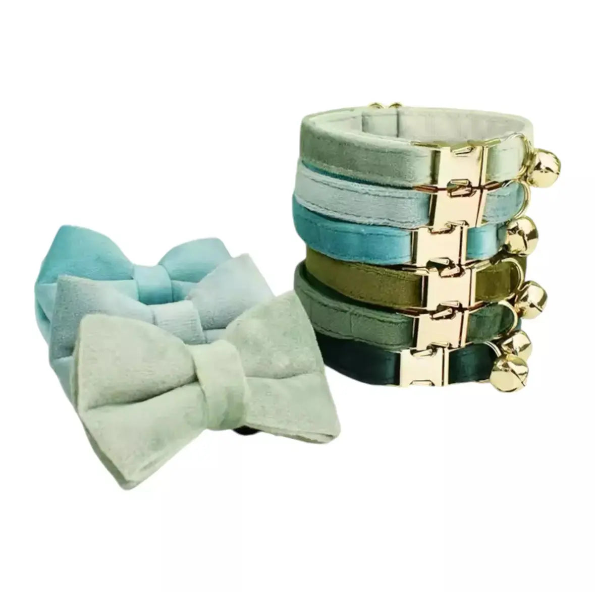 Collier en velours vert personnalisable pour chat