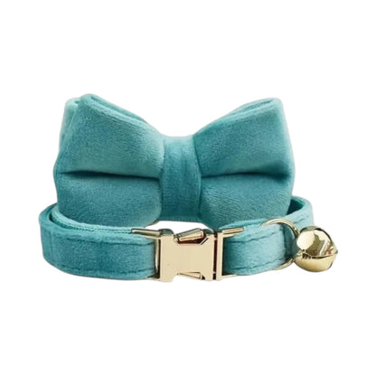 Collier en velours vert personnalisable pour chat