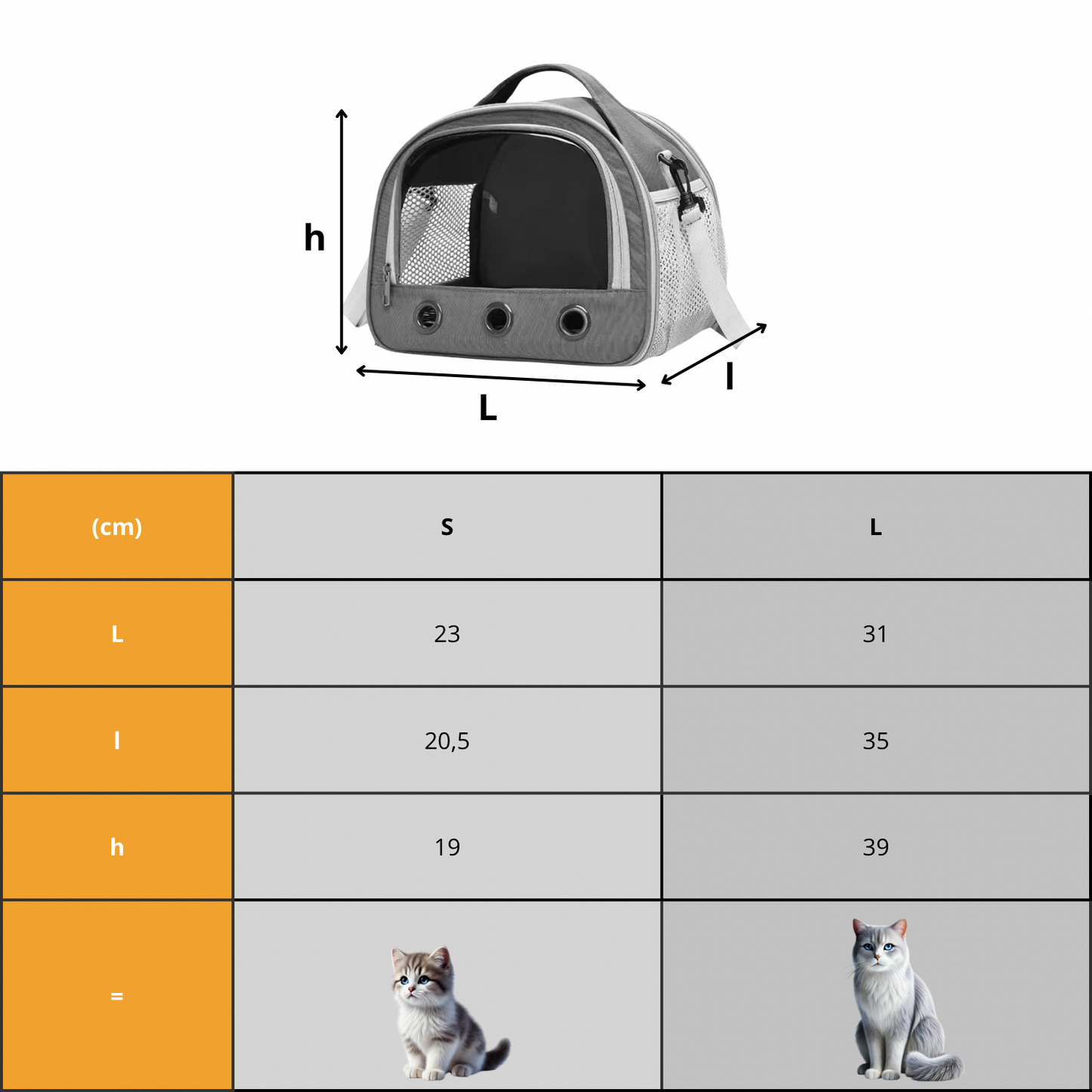 Sac de transport avec fenêtre pour chat